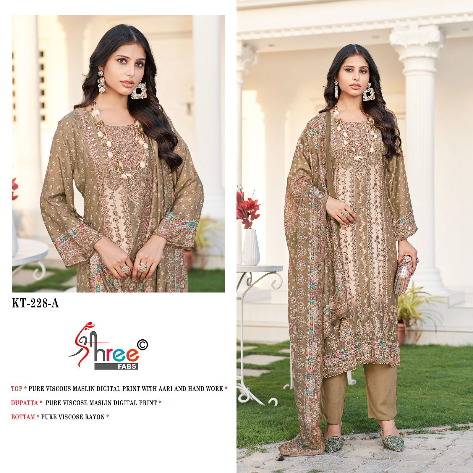 Kt 228 by Shree Viscose Maslin Digital Printed Salwar Suits Wholesale In India